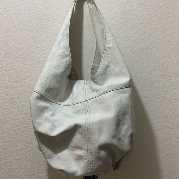 JIMMY CHOO HOBO SHOULDER BAG-LARGE-WHITE LEATHER BOTTOM JEWELED ACCENT UNIQUE - Picture 6 of 16